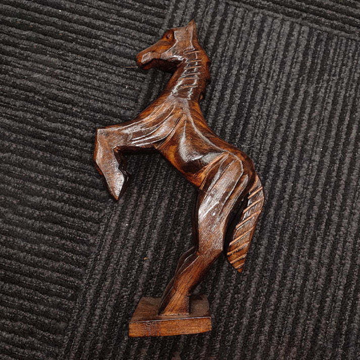 Handcrafted Wooden Horse Showpiece | Rustic Animal Figurine for Home Décor