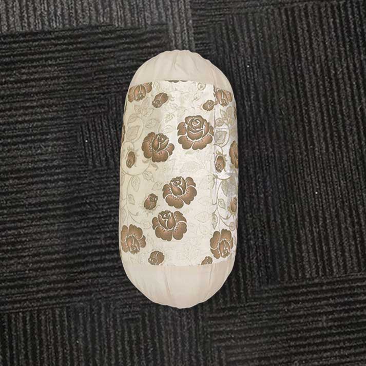 Floral Printed Bolster Cushion with Filler – Elegant Beige & Gold Design