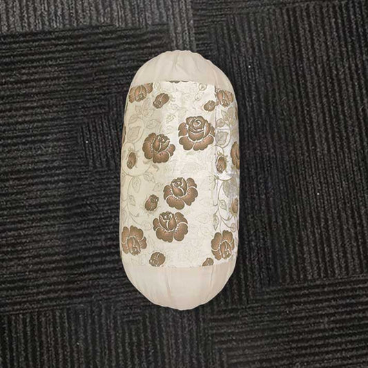 Floral Printed Bolster Cushion with Filler – Elegant Beige & Gold Design