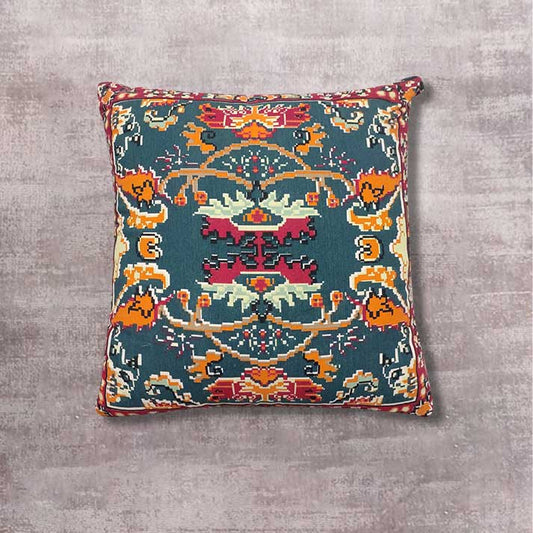 Cushion with Traditional Pixel Art Design – Ethnic Pattern Decor Pillow