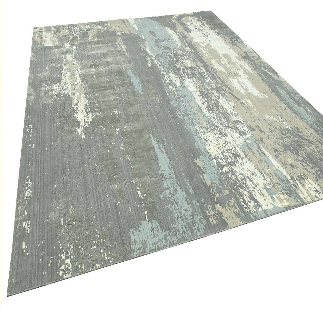 Handknotted Wool/Viscose Rug.