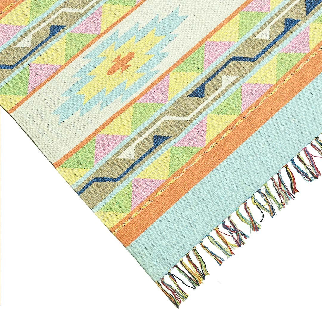 Harmony In Hues Handknotted  Cotton Flat Weave.