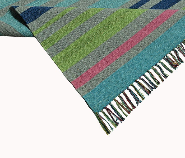 Harmony In Hues Handknotted  Cotton Flat Weave.