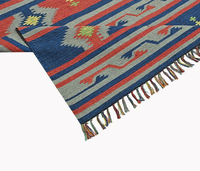 Harmony In Hues Handknotted  Cotton Flat Weave.