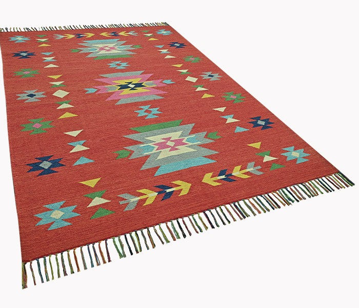 Harmony In Hues Handknotted  Cotton Flat Weave.