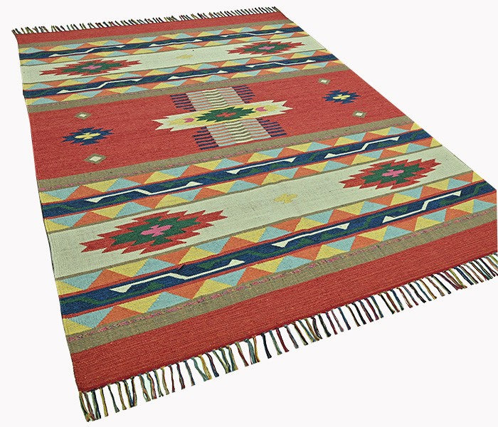 Harmony In Hues Handknotted  Cotton Flat Weave.