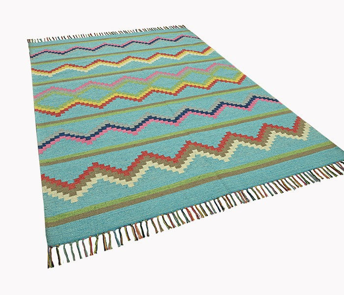 Harmony In Hues Handknotted  Cotton Flat Weave.