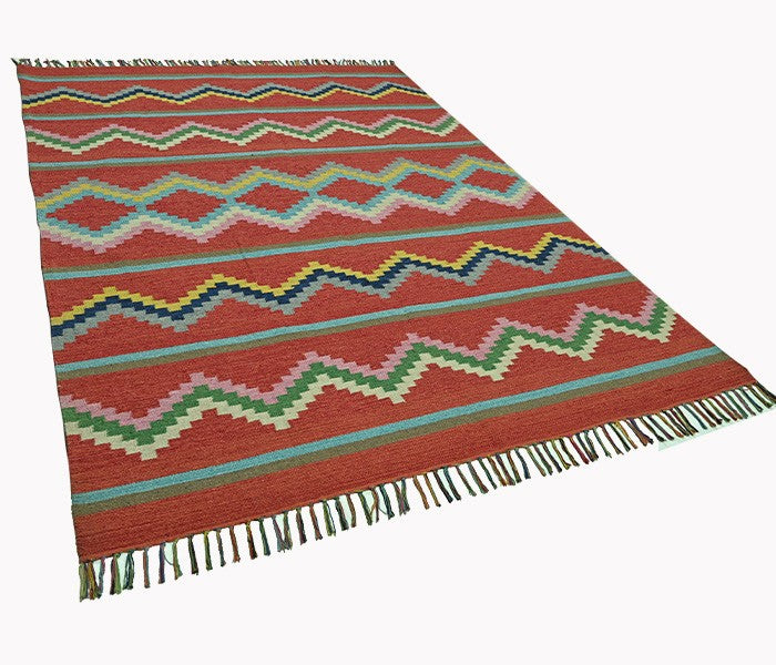 Harmony In Hues Handknotted  Cotton Flat Weave.