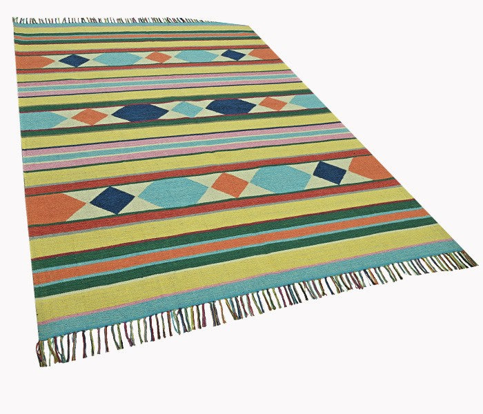 Harmony In Hues Handknotted  Cotton Flat Weave.