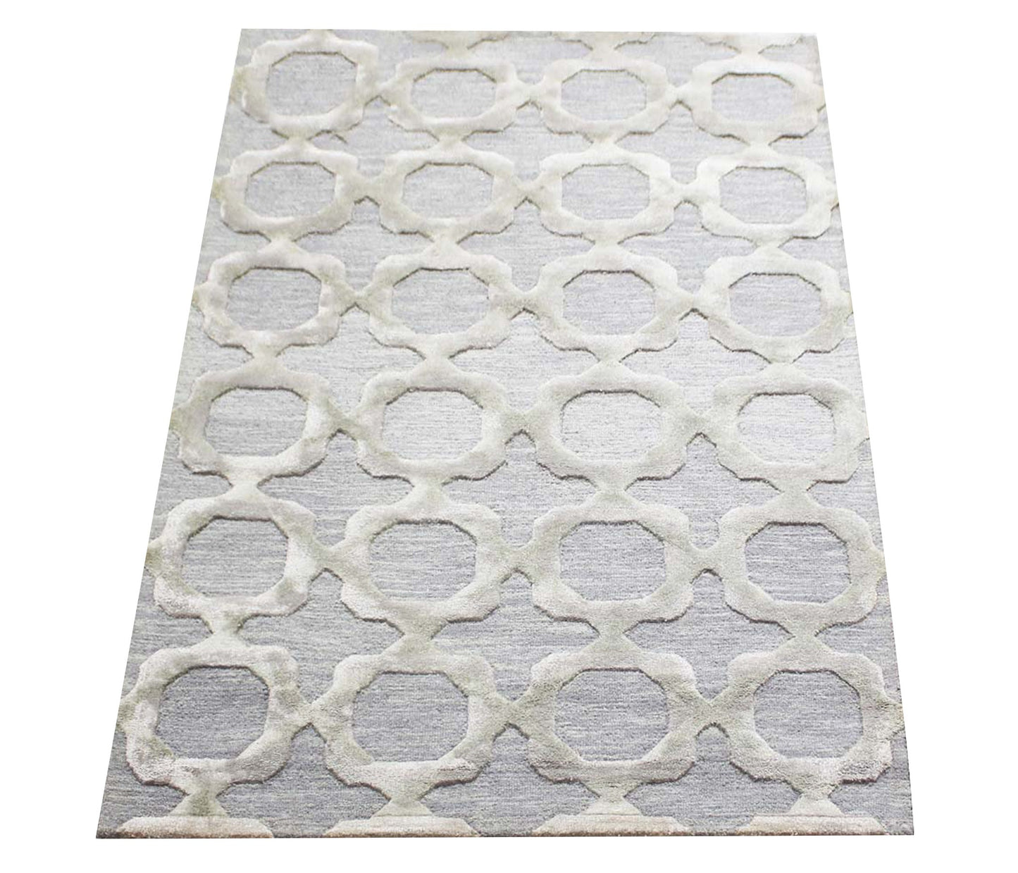 Cosmic Collection - Handtufted Modern Silver Colour Wool & Viscose Rug