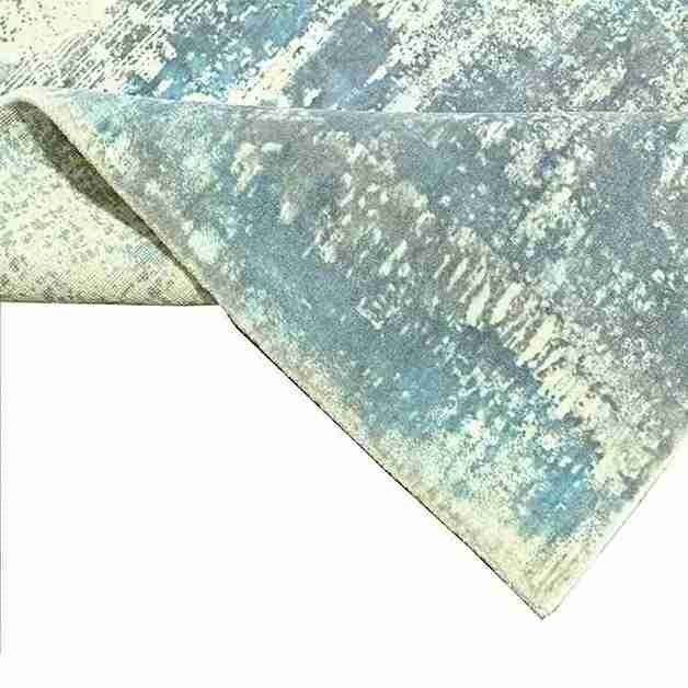 Cosmic Collection- Handloom Modern Green & Blue Colour Viscose Rug.