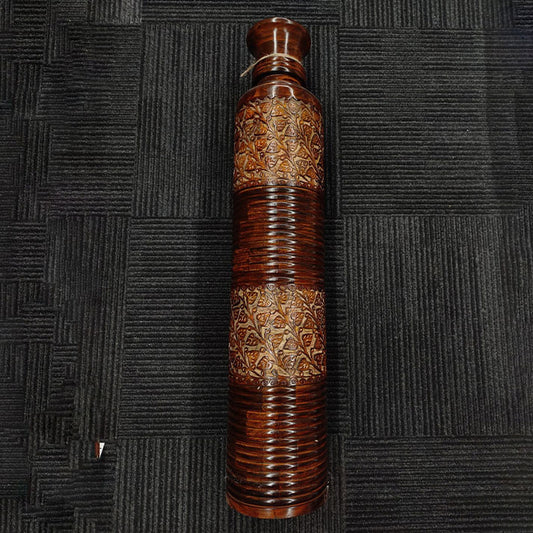 Intricately Carved Wooden Vase with Textured Detailing