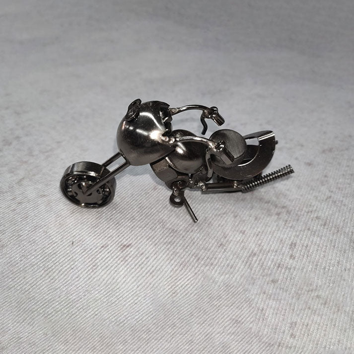 Handcrafted Metal Miniature Motorcycle Model – Industrial Art Sculpture