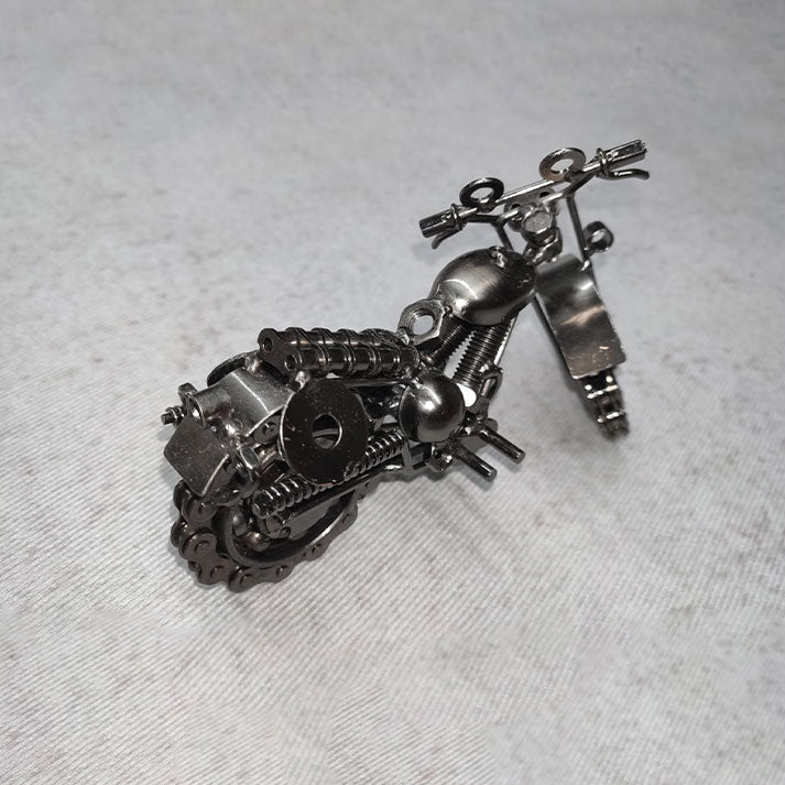 Handmade Metal Motorcycle Model Sculpture – Upcycled Art from Nuts & Bolts