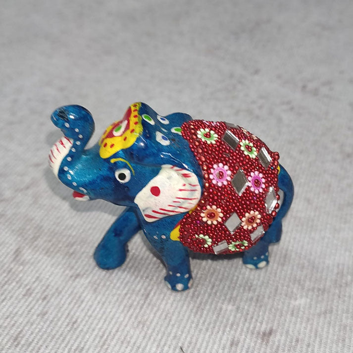 Colorful Handcrafted Decorative Elephant Figurine with Beaded Embellishments