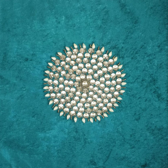 Intricate Silver-Studded Floral Design