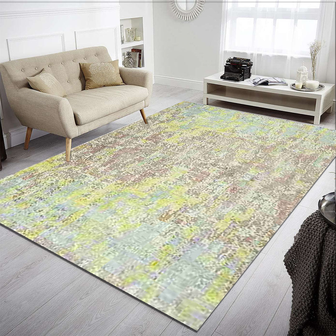 Cosmic Collection- Handloom Modern Blue, Yellow & Brown Colour Viscose Rug