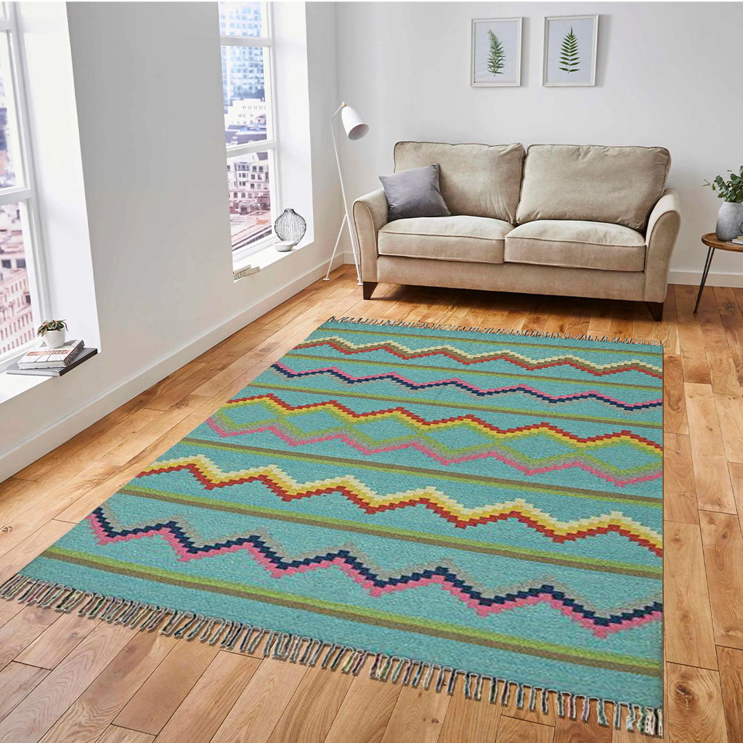 Harmony In Hues Handknotted  Cotton Flat Weave.