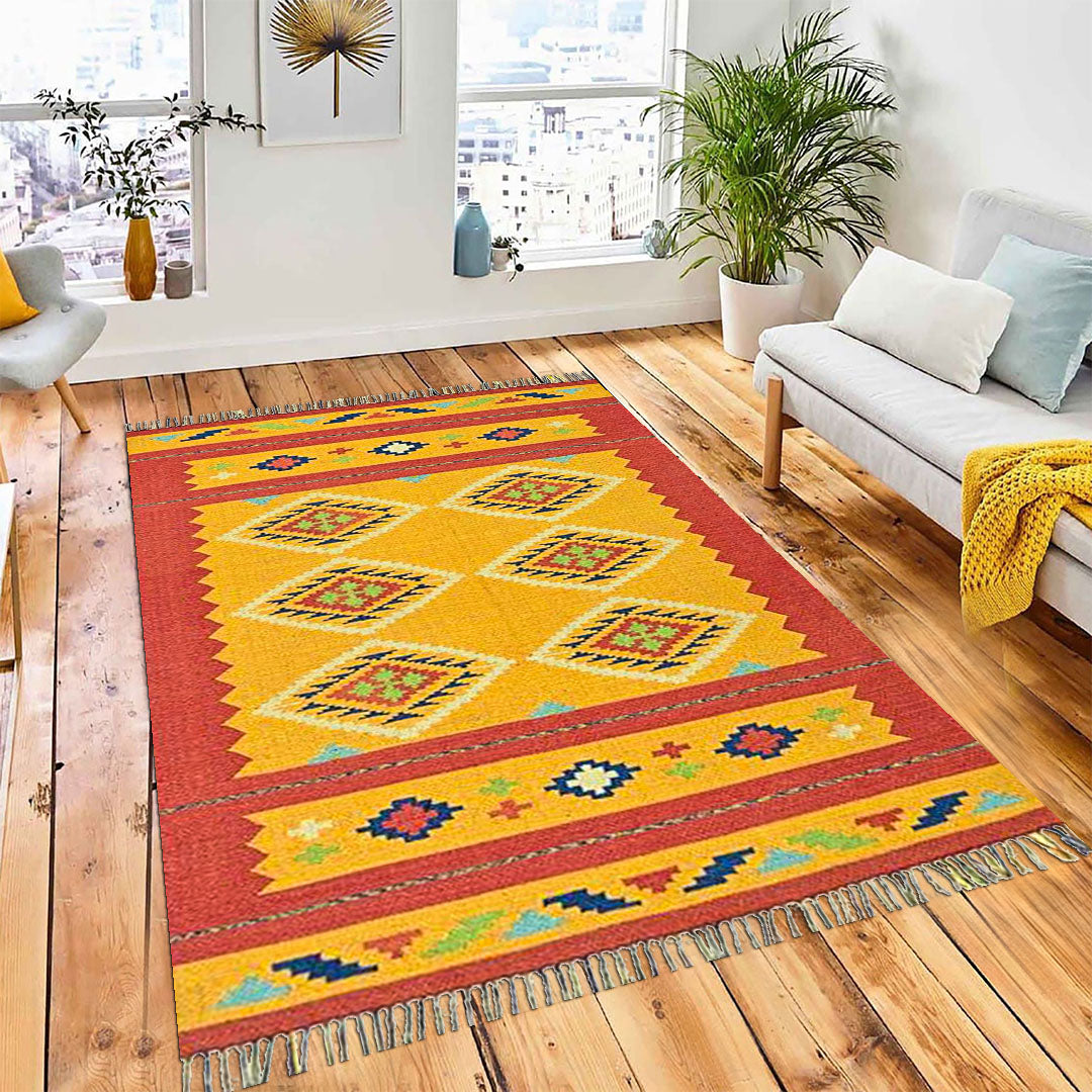 Harmony In Hues Handknotted Cotton Flat Weave.