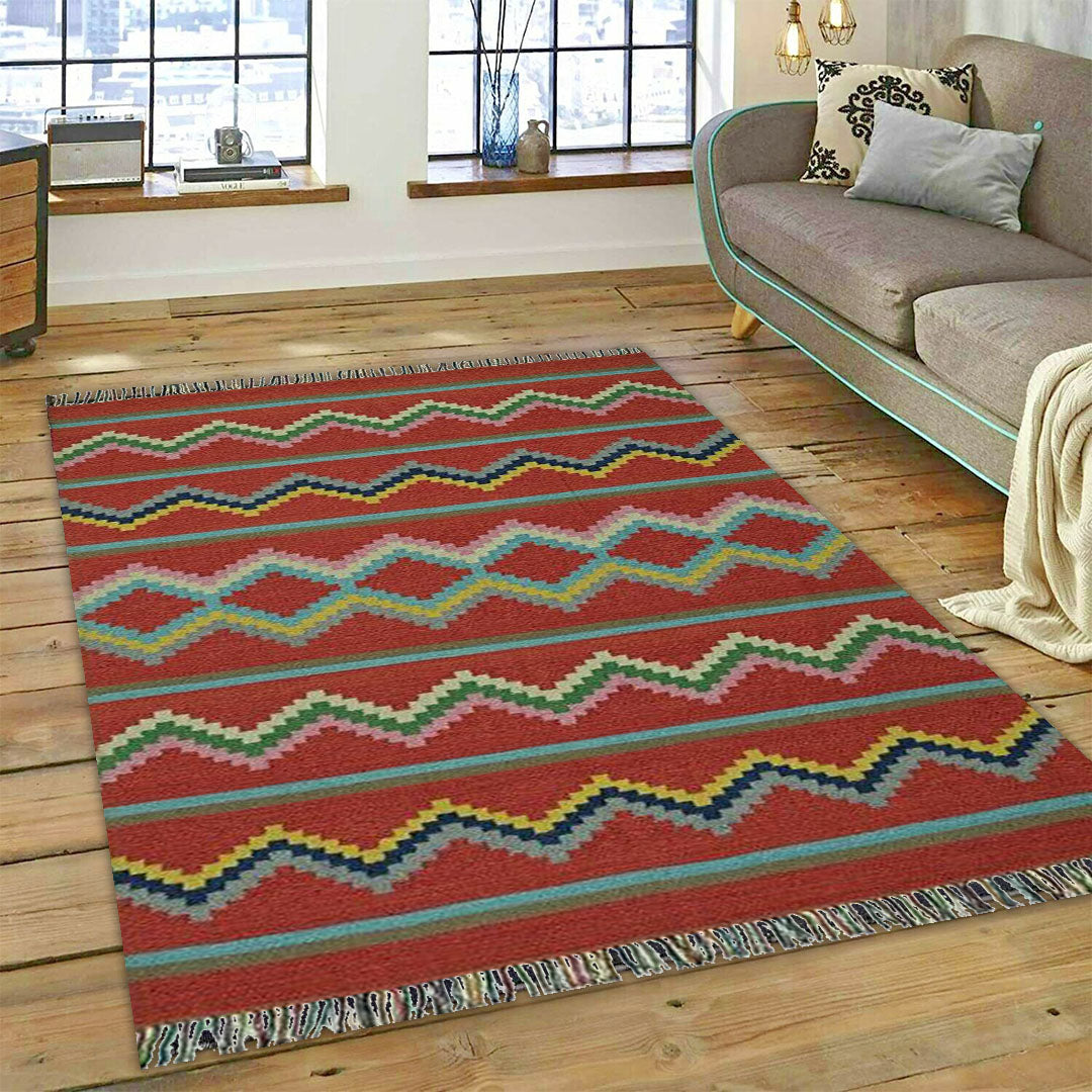 Harmony In Hues Handknotted  Cotton Flat Weave.