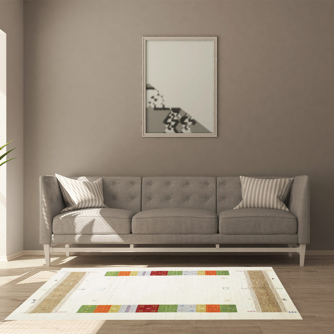 Cosmic Collection- Handloom Modern Beige Colour Wool Rug