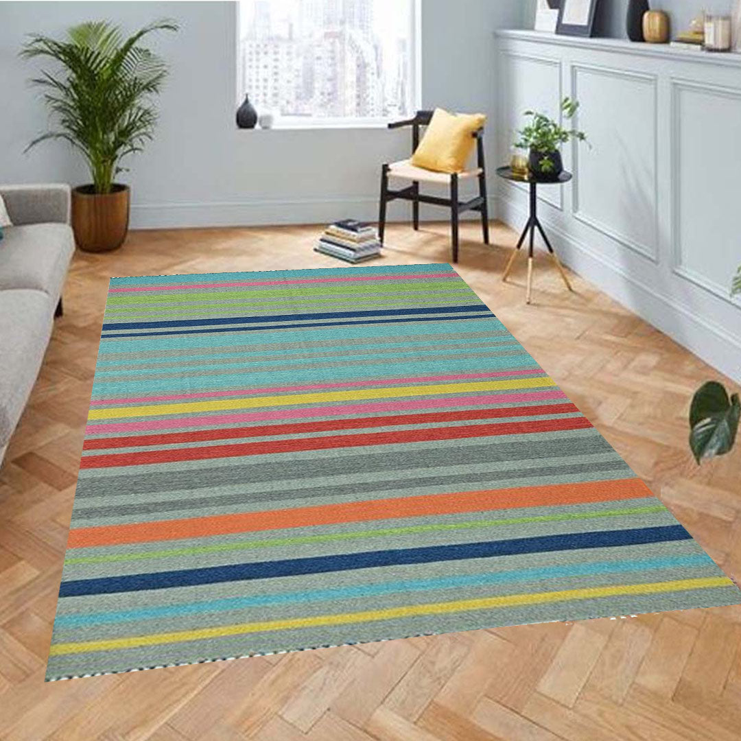 Harmony In Hues Handknotted  Cotton Flat Weave.