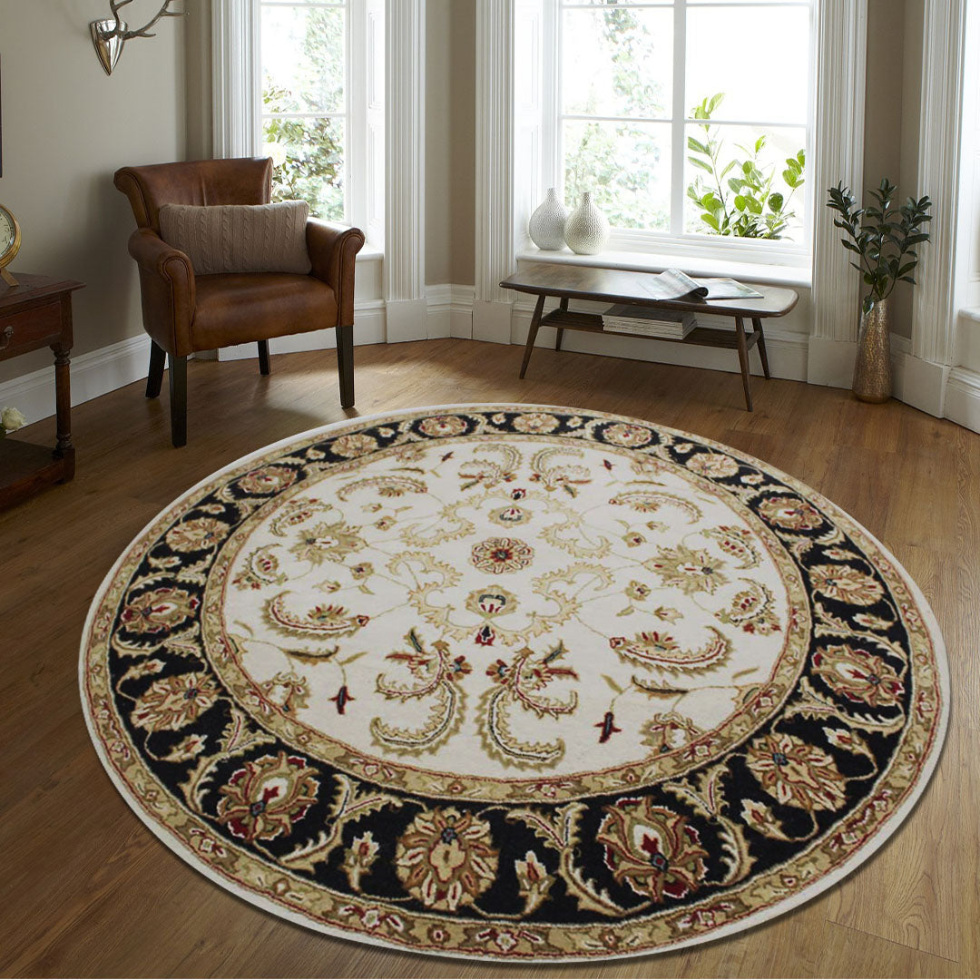 Cosmic Collection- Handloom Modern Ivory & Black Colour Wool/Viscose Rug