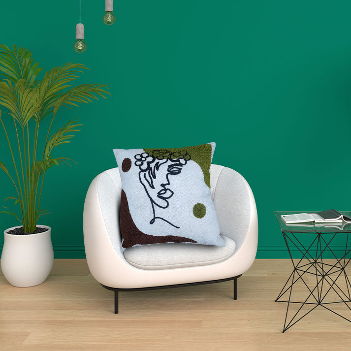 Abstract Line Art Pillow with Floral Design and Earthy Tones