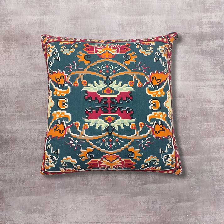 Cushion with Traditional Pixel Art Design – Ethnic Pattern Decor Pillow