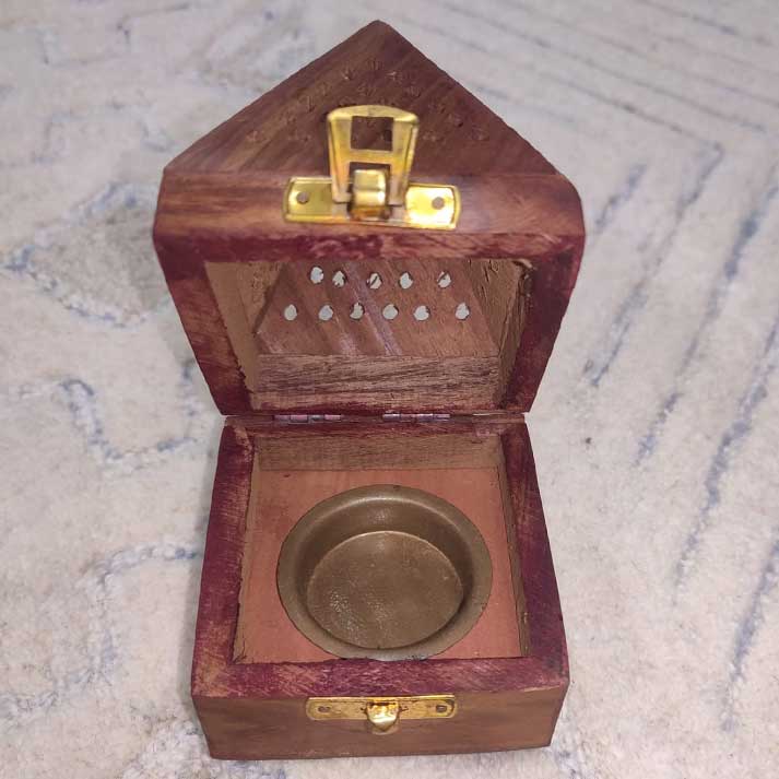 Handcrafted Wooden Pyramid-Shaped Incense Holder | Decorative Aromatherapy Box