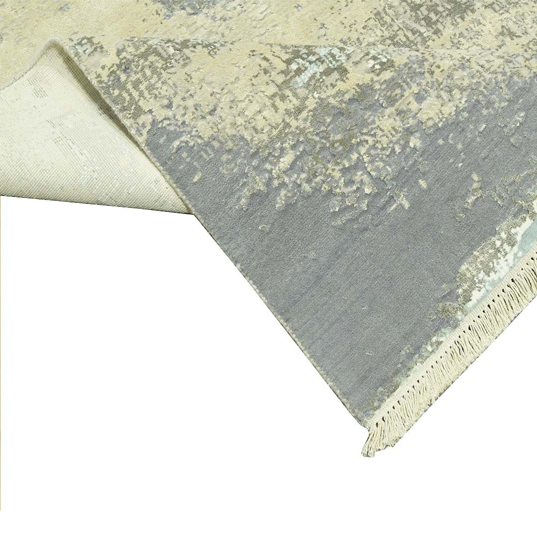 Handknotted Beige, Grey & Ivory Colour Wool/Viscose Rug