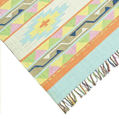 Harmony In Hues Handknotted  Cotton Flat Weave.