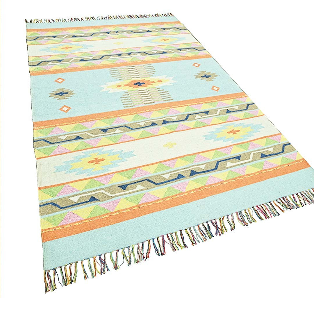 Harmony In Hues Handknotted  Cotton Flat Weave.