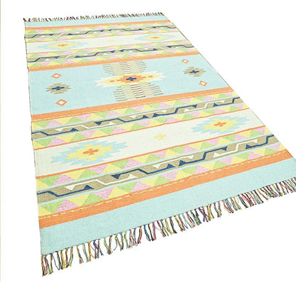 Harmony In Hues Handknotted  Cotton Flat Weave.