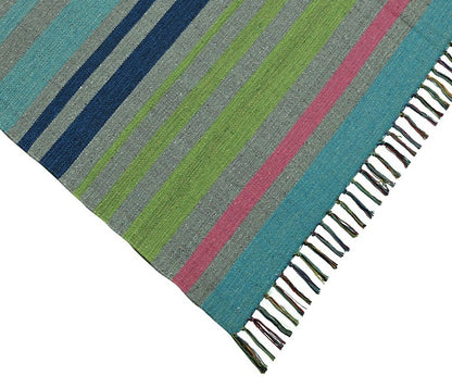 Harmony In Hues Handknotted  Cotton Flat Weave.