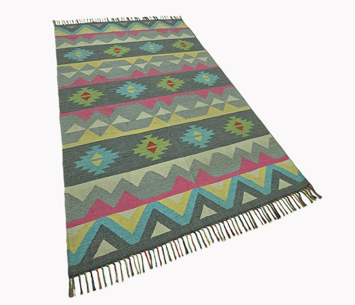 Harmony In Hues Handknotted Cotton Flat Weave.