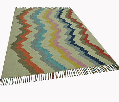 Harmony In Hues Handknotted Cotton Flat Weave.