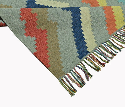 Harmony In Hues Handknotted  Cotton Flat Weave.