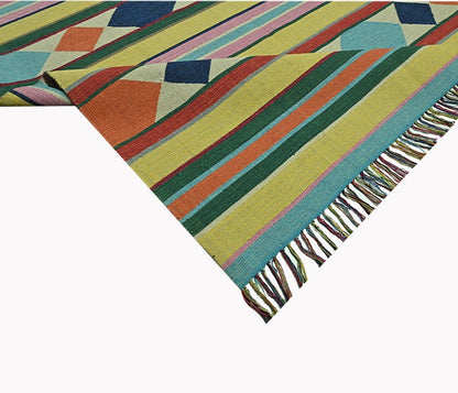 Harmony In Hues Handknotted  Cotton Flat Weave.