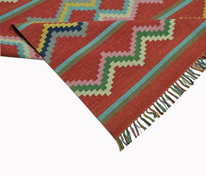 Harmony In Hues Handknotted  Cotton Flat Weave.