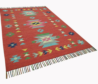 Harmony In Hues Handknotted  Cotton Flat Weave.