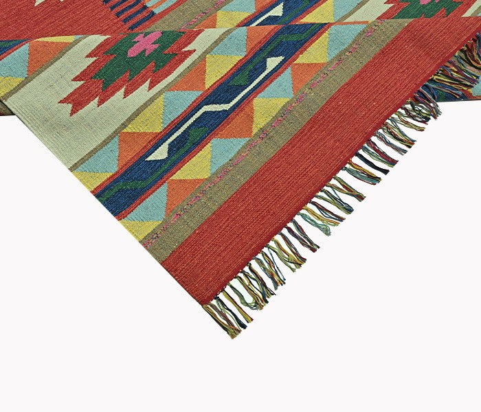 Harmony In Hues Handknotted  Cotton Flat Weave.