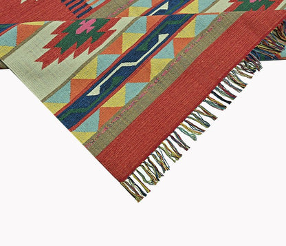 Harmony In Hues Handknotted  Cotton Flat Weave.