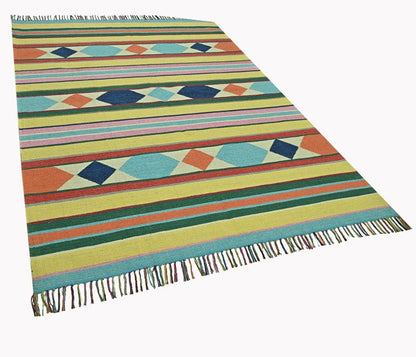 Harmony In Hues Handknotted  Cotton Flat Weave.