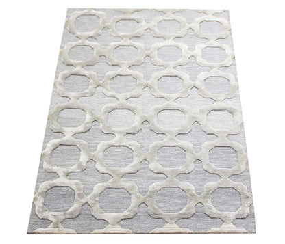 Cosmic Collection - Handtufted Modern Silver Colour Wool & Viscose Rug