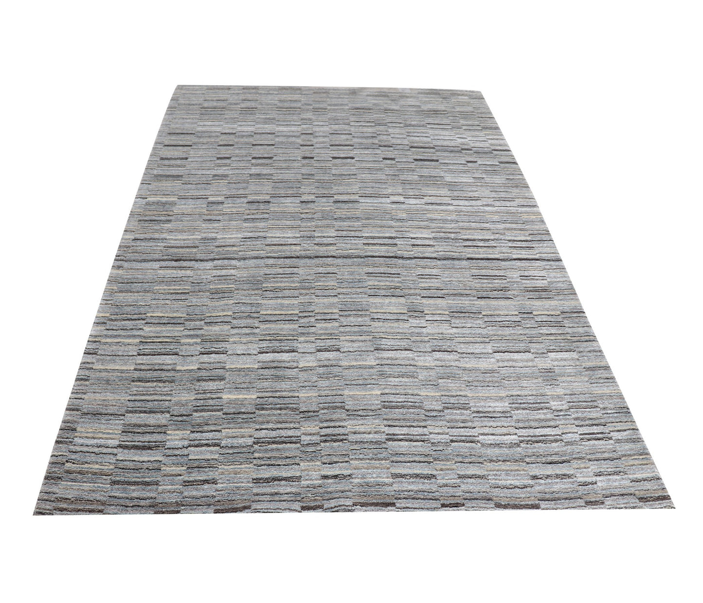 Harmony In Hues - Handwoven  Modern Ivory & Blue Colour Viscose Rug