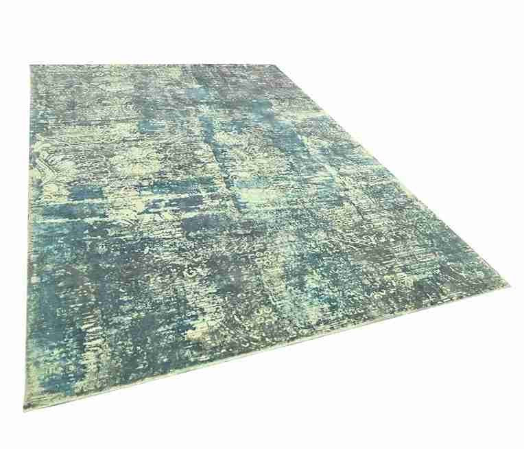 Cosmic Collection- Handloom Modern Green & Blue Colour Viscose Rug.