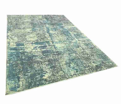 Cosmic Collection- Handloom Modern Green & Blue Colour Viscose Rug.