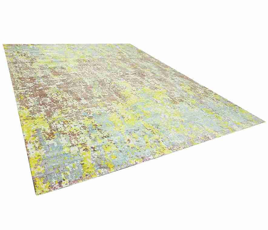 Cosmic Collection- Handloom Modern Blue, Yellow & Brown Colour Viscose Rug