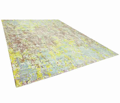 Cosmic Collection- Handloom Modern Blue, Yellow & Brown Colour Viscose Rug